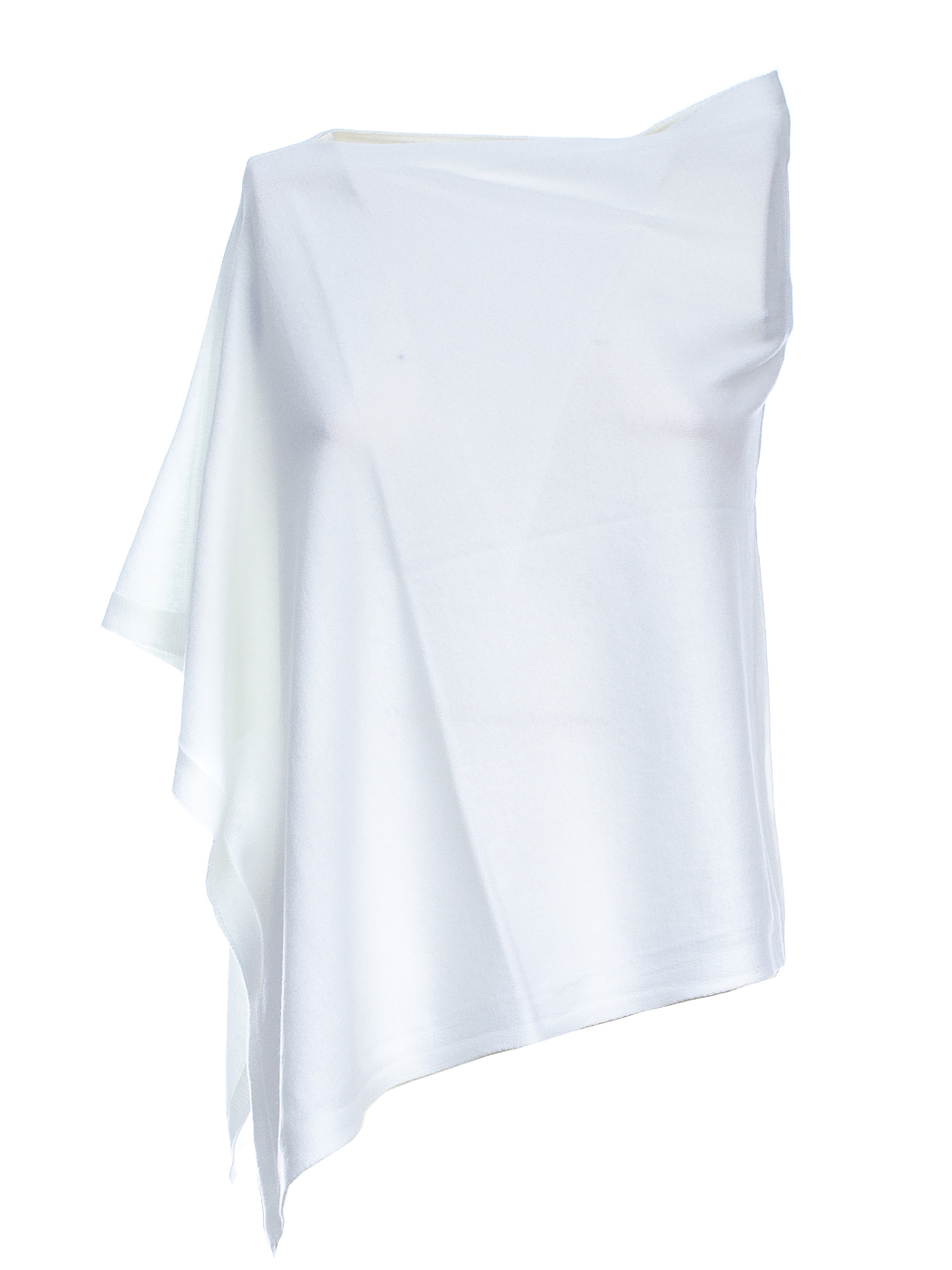 PONCHO MISTO COTONE, ONE SIZE - WHITE